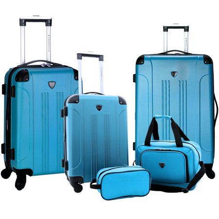 Photo 1 of (COSMETIC/SCRATCH DAMAGES )Travelers Club Chicago Plus Carry-on Luggage and Accessories Set with Tote and Travel Kit-Color:Teal Size:5 Piece
