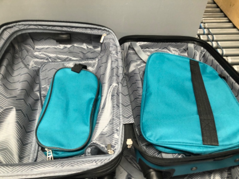 Photo 5 of (COSMETIC/SCRATCH DAMAGES )Travelers Club Chicago Plus Carry-on Luggage and Accessories Set with Tote and Travel Kit-Color:Teal Size:5 Piece
