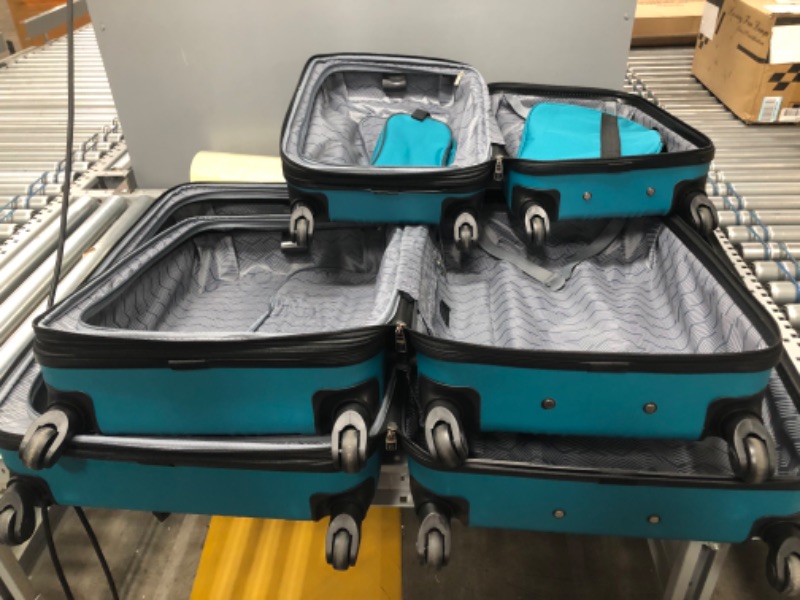 Photo 3 of (COSMETIC/SCRATCH DAMAGES )Travelers Club Chicago Plus Carry-on Luggage and Accessories Set with Tote and Travel Kit-Color:Teal Size:5 Piece
