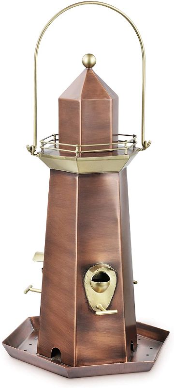 Photo 1 of (COSMETIC DAMAGES) Good Directions BF302VB Copper and Brass Lighthouse Extra-Large 5 lb. Seed Capacity Bird Feeder
