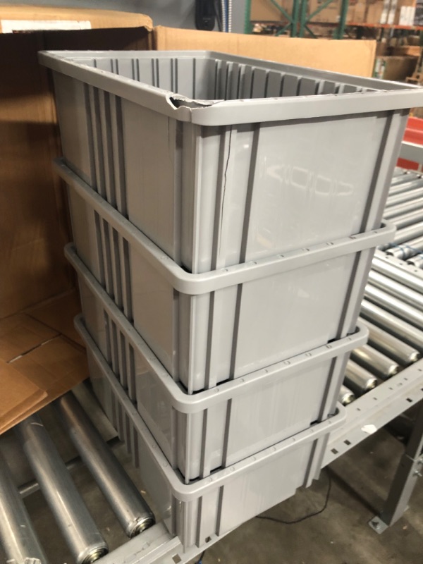 Photo 3 of (CRACKED CORNER) Quantum Storage K-DG92060GY-4 4-Pack Dividable Grid Container, 16-1/2" x 10-7/8" x 6", Gray