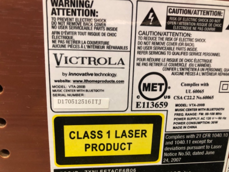 Photo 4 of (COSMETIC/SCRATCH DAMAGES) Victrola Nostalgic 6-in-1 Bluetooth Record Player & Multimedia Center with Built-in Speakers - 3-Speed Turntable, CD & Cassette Player, FM Radio | Wireless Music Streaming | Mahogany
