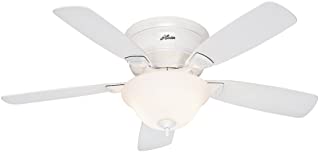 Photo 1 of (CRACKED GLASS) Hunter Indoor Low Profile Ceiling Fan with LED Light and Pull Chain Control, 48", White
