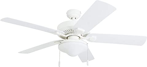 Photo 1 of (GLASS COSMETIC DAMAGE) Honeywell Belmar Outdoor LED Ceiling Fan with LED Light, Waterproof, Damp-Rated, 52" White