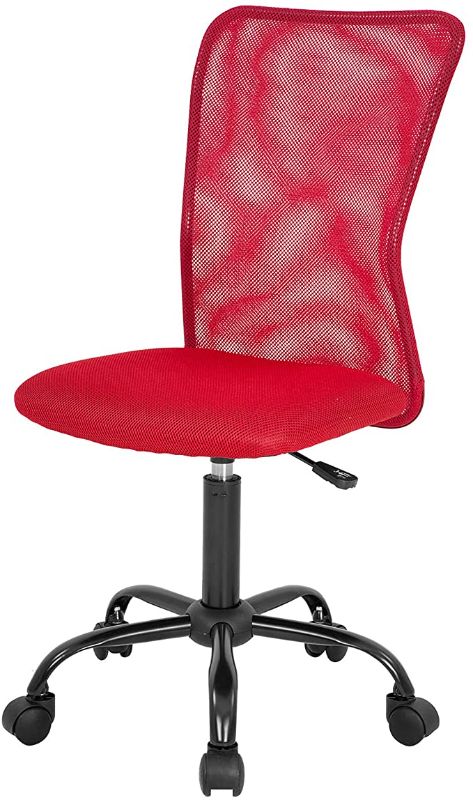 Photo 1 of (MISSING WHEELS/HARDWARE)
Home Office Chair Mid Back Mesh Desk Chair Armless Computer Chair Ergonomic Task Rolling Swivel Chair Back Support Adjustable Modern Chair with Lumbar Support (Red)
