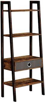 Photo 1 of (PARTS ONLY) Rolanstar Ladder Shelf with Drawer, Wood Ladder Bookshelf, 4-Tier Leaning Utility Organizer Shelves, Rustic Hand Painted Metal Frame, 54.5”x21.1”x13.5”