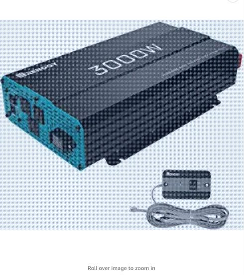 Photo 1 of Renogy 3000W Pure Sine Wave Inverter 12V DC to 120V AC Converter for Home, RV, Truck, Off-Grid Solar Power Inverter 12V to 110V with Built-in 5V/2.1A USB Port, AC Hardwire Port, Remote Controller
