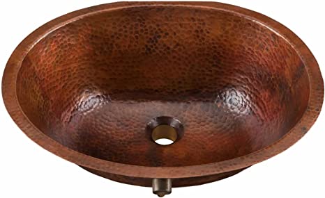 Photo 1 of *** DAMAGED*** Sinkology SB207-19AG Freud Undermount Oval Handmade Pure Solid Bathroom Overflow, 19-1/4", Aged Copper Bath Sink
