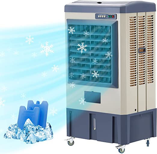 Photo 1 of DAMAGED: Uthfy 3531 CFM Portable Evaporative Air Cooler for Outdoor Use,3 Speeds Cooling Fan with 2 Ice Box,10.6 Gallons Water Tank, 4 Universal Wheel,for Room Garage Commercial,Gray,One Size,HY-JH-40BI 23 x 16.7 x 40.6 inches

