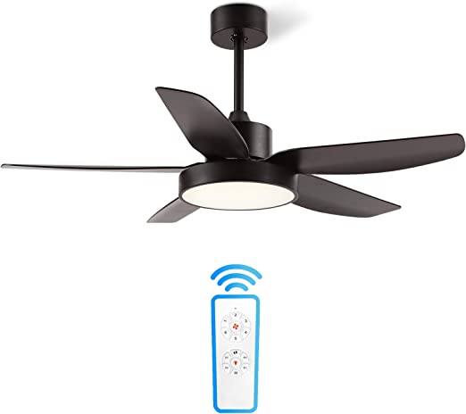 Photo 1 of 46'' Black Ceiling Fan with Light and Remote Control F3461S, Flush Mount Ceiling Fan with 3 Color Change, 6 Speeds and Timer Control, Small Ceiling Fan for Living Room, Bedroom, Indoor, Patio,Outdoor
