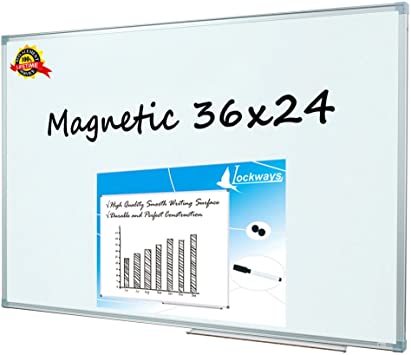 Photo 1 of Lockways Magnetic Dry Erase Board, 36 x 24 Inch Magnetic Whiteboard White Board, 1 Dry Erase Markers, 2 Magnets for School, Home, Office
