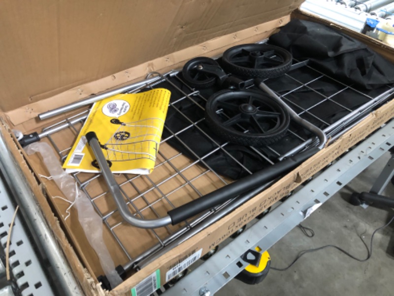 Photo 1 of USED: Wellmax Grocery Shopping Cart with Swivel Wheels, Foldable and Collapsible Utility Cart with Adjustable Height Handle, Heavy Duty Light Weight Trolley 18"D x 16"W x 22"H