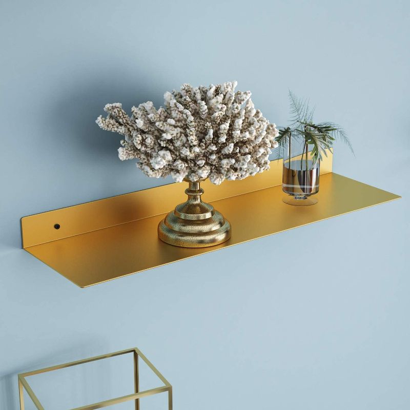Photo 1 of 12 Inch Metal Floating Shelves for Wall, Industrial Modern Steel Wall Shelves 