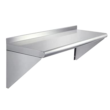 Photo 1 of Chingoo Stainless Steel Shelf 12 x 36 Inch, 300 lb Load Capacity, Commercial Wall Mount Stainless-Steel Shelves for Restaurant, Kitchen, Home & Hotel
