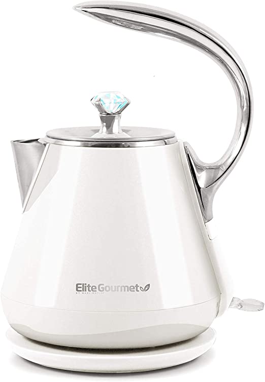 Photo 1 of Elite Gourmet EKT-1203W Double Wall Insulated Cool Touch Electric Water Tea Kettle BPA Free Stainless Steel Interior and Auto Shut-Off, 1.2L, White Ivory
