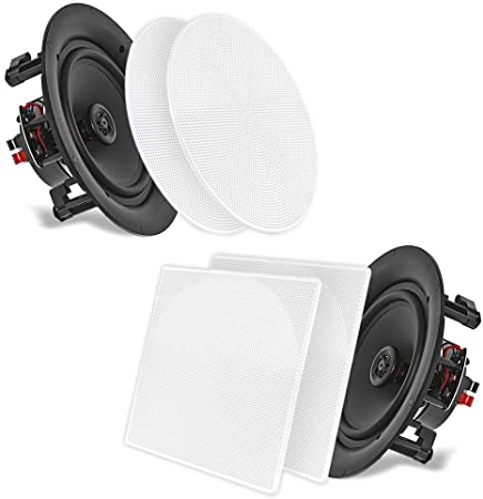 Photo 1 of 10” Ceiling Wall Mount Speakers - Pair of 2-Way Full Range Sound Stereo Speaker Audio System Flush Design w/ Electronic Crossover Network 35Hz-20kHz Frequency Response & 250 Watts Peak - Pyle PDIC106
