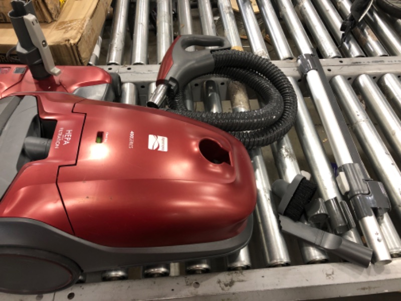 Photo 1 of Kenmore 81414 400 Series Pet Friendly Lightweight Bagged Canister Vacuum with Extended Telescoping Wand, HEPA, Retractable Cord, and 4 Cleaning Tools, Red
