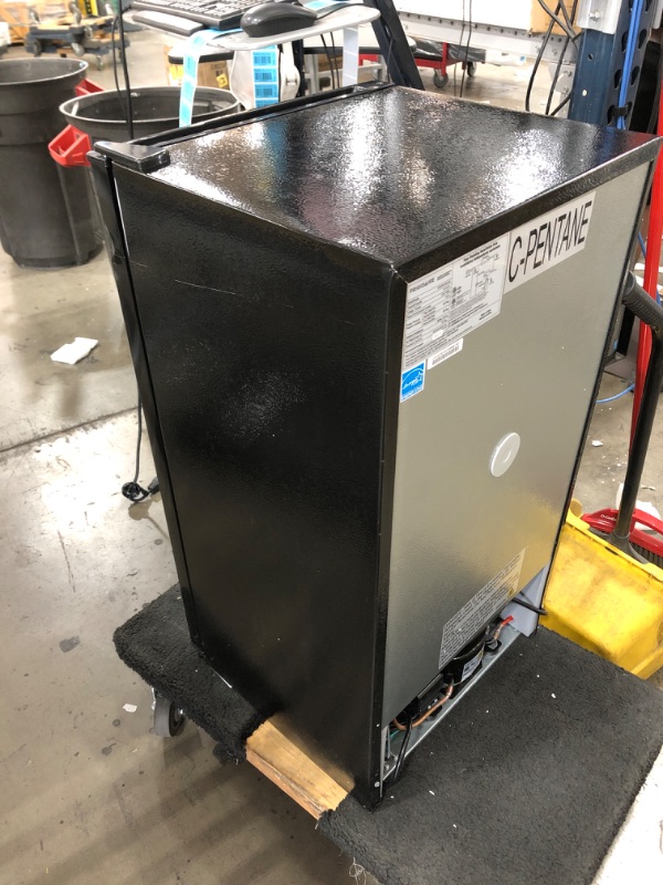 Photo 1 of FRIGIDAIRE EFR376-BLACK 3.1 Cu Ft Black Retro Bar Fridge with Side Bottle Opener
