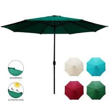 Photo 1 of 11 ft. Market Patio Umbrella with Push Tilt and Crank in Green
