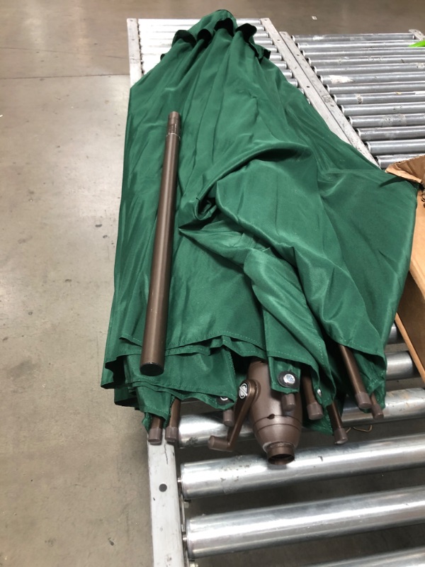 Photo 2 of 11 ft. Market Patio Umbrella with Push Tilt and Crank in Green
