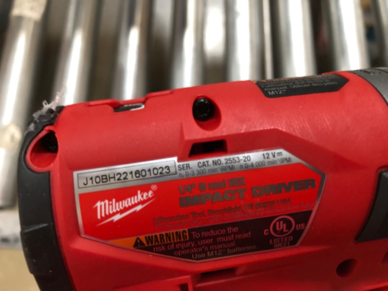 Photo 4 of (CRACKED TOOLS) Milwaukee Electric Tools 2598-22 M12 Fuel 2 Pc Kit- 1/2" Hammer Drill & 1/4" Impact
