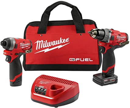 Photo 1 of (CRACKED TOOLS) Milwaukee Electric Tools 2598-22 M12 Fuel 2 Pc Kit- 1/2" Hammer Drill & 1/4" Impact
