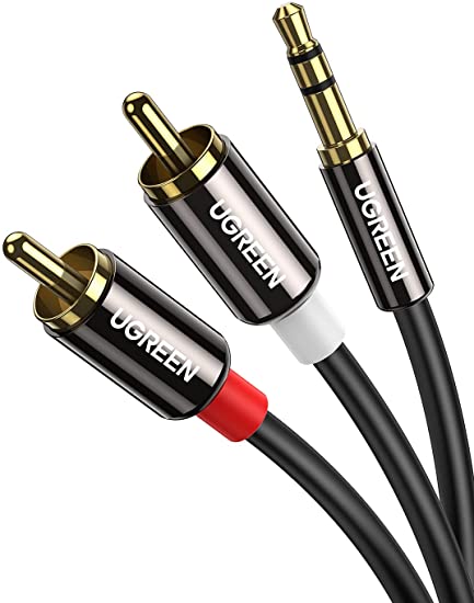 Photo 1 of UGREEN 3.5mm to RCA Cable, 6FT RCA Male to Aux Audio Adapter HiFi Sound Headphone Jack Adapter Metal Shell RCA Y Splitter RCA Auxiliary Cord 1/8 to RCA Connector for Phone Speaker MP3 Tablet HDTV - 9 PKS