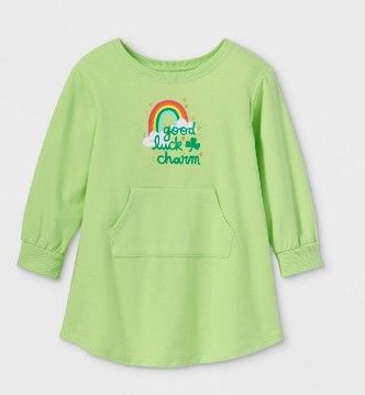 Photo 1 of Cat & Jack Toddler Girls' 'Good Luck Charm' Long Sleeve Dress 4T Green (Box of 12) 