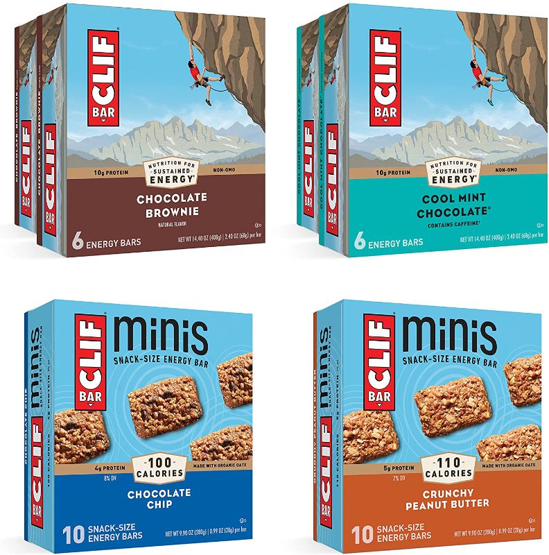 Photo 1 of ***NON-REFUNDABLE**
BEST BY 6/22
CLIF BARS - 24 Full Size and 20 Mini Energy Bars - Chocolate Chip, Crunchy Peanut Butter, Chocolate Brownie, Cool Mint Chocolate (2.4oz and 0.99oz Protein Bars, 44 Count)
