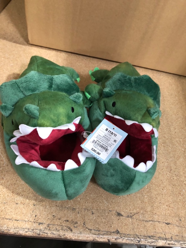 Photo 2 of Cat & Jack Boys' Dylan Dinosaur Slippers Green Small (Box of 6) 