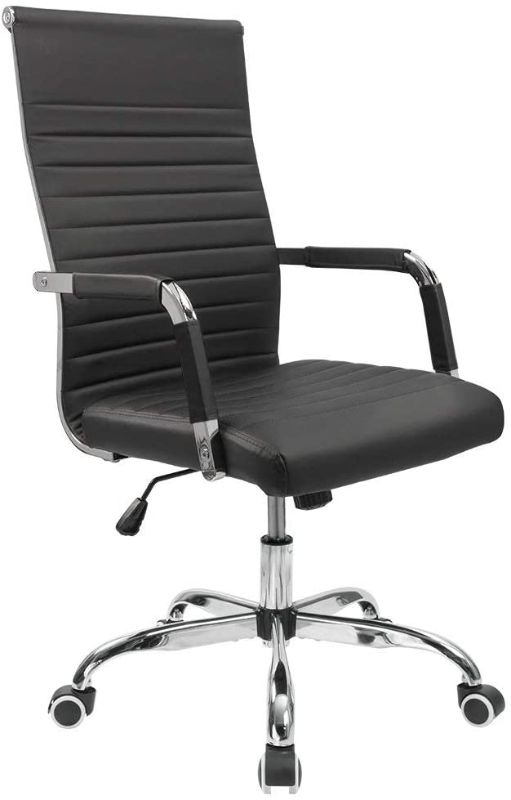 Photo 1 of Stock photo for reference - black leather/chrome computer chair - Unknown brand/model 
- Missing/loose hardware 