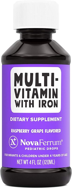 Photo 1 of **NON-REFUNDABLE**
EXP 11/22
NovaFerrum Yum | Multivitamin with Iron for Infants, Toddlers & Kids | Immune Support | Ages 4 & Under | Gluten Free Certified | Sugar Free | Raspberry Grape | 4 Fl Oz (120 mL)
