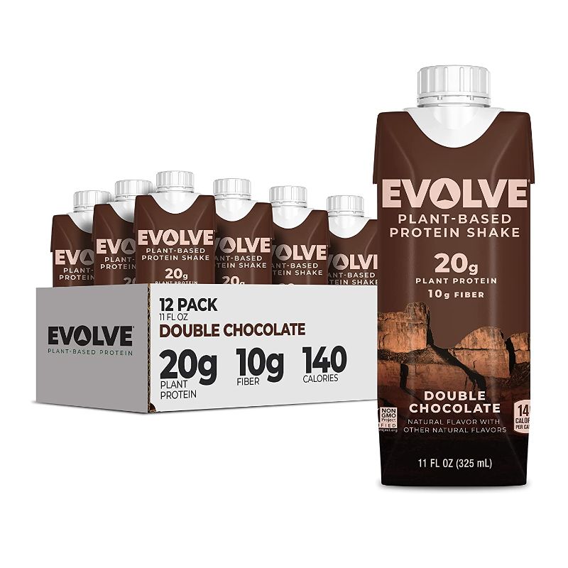 Photo 1 of ***NON-REFUNDABLE***
BEST BY 3/09/23
Evolve Plant Based Protein Shake, Double Chocolate, 20g Vegan Protein, Dairy Free, No Artificial Sweeteners, Non-GMO, 10g Fiber, 11 Fl Oz (Pack of 12) - (Formula May Vary)
