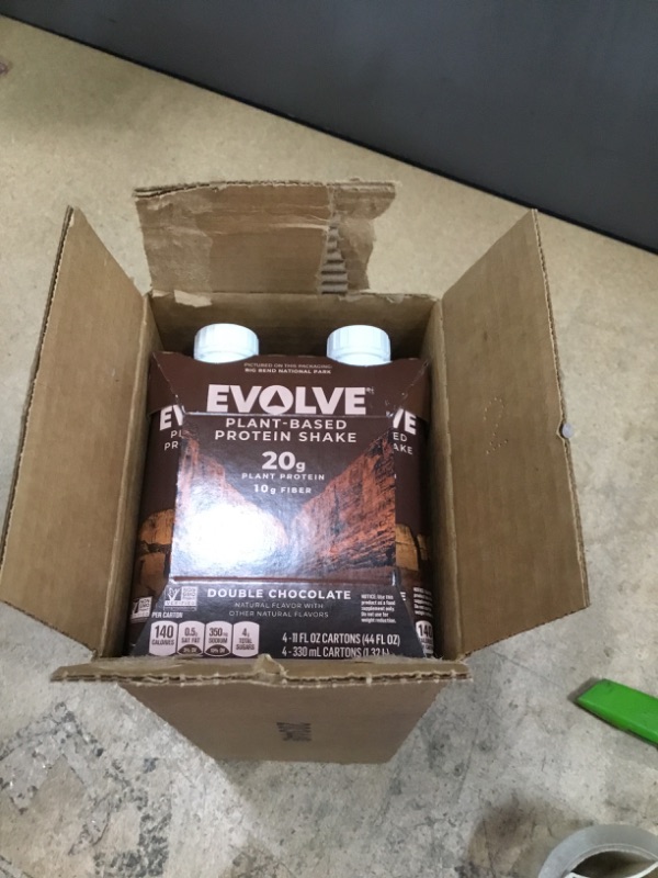 Photo 2 of ***NON-REFUNDABLE***
BEST BY 3/09/23
Evolve Plant Based Protein Shake, Double Chocolate, 20g Vegan Protein, Dairy Free, No Artificial Sweeteners, Non-GMO, 10g Fiber, 11 Fl Oz (Pack of 12) - (Formula May Vary)
