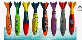 Photo 1 of Bundle of 3 
Haktoys Underwater Diving Torpedo Bandits, Swimming Pool Toy 5” Sharks Glides Up to 20 Feet Fun Water Games for Boys and Girls (Set of 8 Pieces)