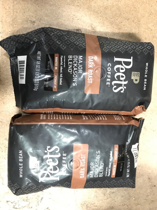 Photo 2 of  **NON-REFUNDABLE**EXP 08/10/22 2 PACK Peet's Major Dickason Dark Roast Whole Bean Coffee - 18oz
