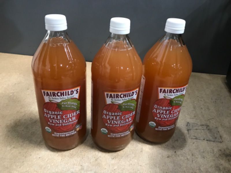 Photo 2 of  **NON-REFUNDABLE**EXP 05/31/24 3 PACK Fairchild’s Organic Apple Cider Vinegar with the Mother 32 oz., 3 bottles bundle