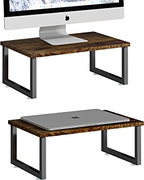 Photo 1 of Simple Trending 2-Pack Wooded Monitor Stand Riser, Desk Organizer Stand with Anti-Slip Suction Cup for Laptop, Computer, iMac, Pc, Antique Brown
