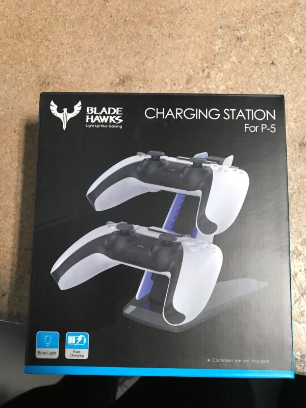 Photo 2 of Blade Hawks PS5 Controller Charger Station, Upgraded Dual USB Type C Fast Charging DualSence Controller Charger W LED Lighting (2022)
