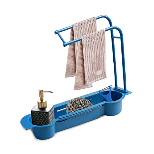 Photo 1 of Adjustable Sink Storage Rack, Drainer Sink Tray Sponge Soap Holder, Expandable Organizer Holder Dish Cloth Hanger, Perfect Sink Basket Storage 2 pack 
