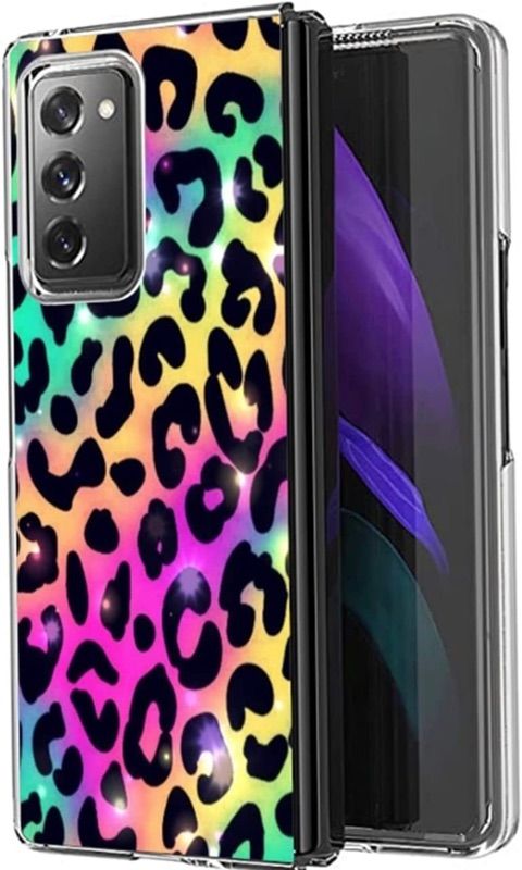 Photo 1 of Case for Samsung Galaxy Z Fold 2,Colorful Sparkle Leopard Cheetah Print Case for Cute Design Slim Shockproof TPU Soft Case for Women Girls, Leopard Stylish Phone Case for Samsung Galaxy Z Fold 2