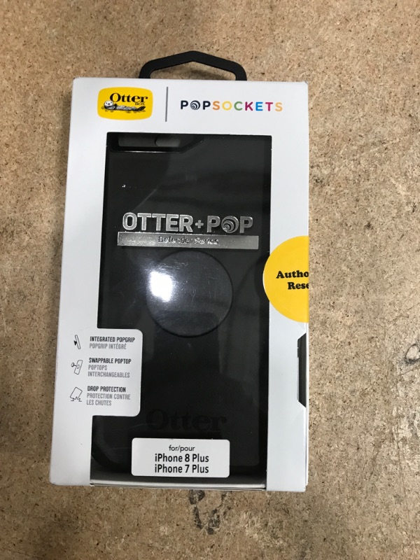 Photo 2 of Otter + Pop for iPhone 7+ and 8+: OtterBox Symmetry Series Case with PopSockets Phone Grip and Phone Stand, PopGrip, Collapsible, Swappable Top, Black and Aluminum Black
