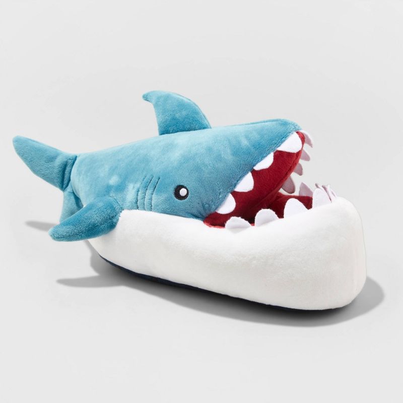 Photo 1 of Boys' Knox Shark Slippers - Cat & Jack™ Blue SIZE SMALL 13/1 

