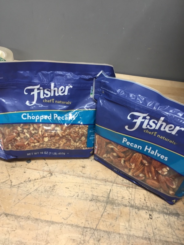 Photo 2 of **BEST BY 5/30/22-08/20/22-SOLD AS IS-NO RETURNS**
FISHER Chef's Naturals Chopped Pecans/Pecan Halves, 16 oz, Naturally Gluten Free, No Preservatives, Non-GMO 2PACK

