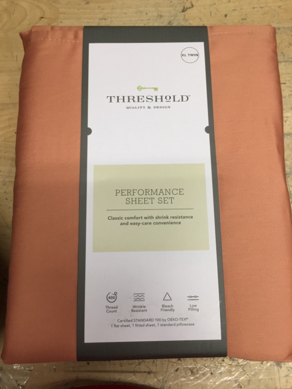 Photo 2 of 400 Thread Count Solid Performance Sheet Set - Threshold™ XL TWIN

