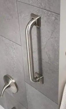 Photo 1 of 16 in. Concealed Screw Square Escutcheon Assist Bar in Brushed Stainless Steel
