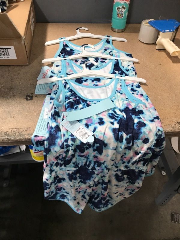 Photo 2 of Girls' Tie-Dye Tank Pajama Romper - Cat & Jack™ Blue, Size L, 3 pack
