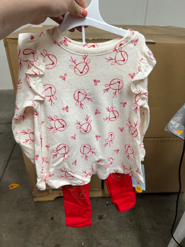 Photo 3 of 12PACKS OF Toddler Girls' Reindeer Holiday Long Sleeve Top & Leggings Set - Cat & Jack™
SIZE 18M