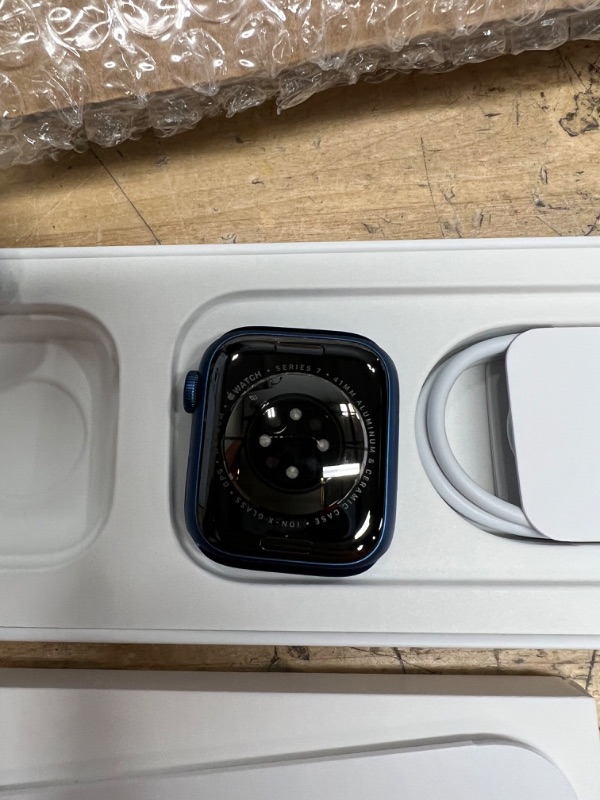 Photo 2 of Apple Watch Series 7 [GPS 41mm] Smart Watch w/ Blue Aluminum Case with Abyss Blue Sport Band. Fitness Tracker, Blood Oxygen & ECG Apps, Always-On Retina Display, Water Resistant
