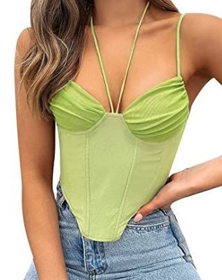 Photo 1 of MEDIUM Dwnval Women's Sexy Corset Top Push Up Off Shoulder Spaghetti Strap Halter Crop Tank Tops Bodyshaper Bustiers
